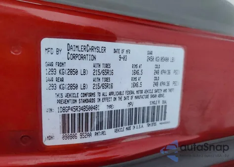 2004 Dodge Caravan Sxt from USA, damaged, VIN 1D8GP45R34B500481